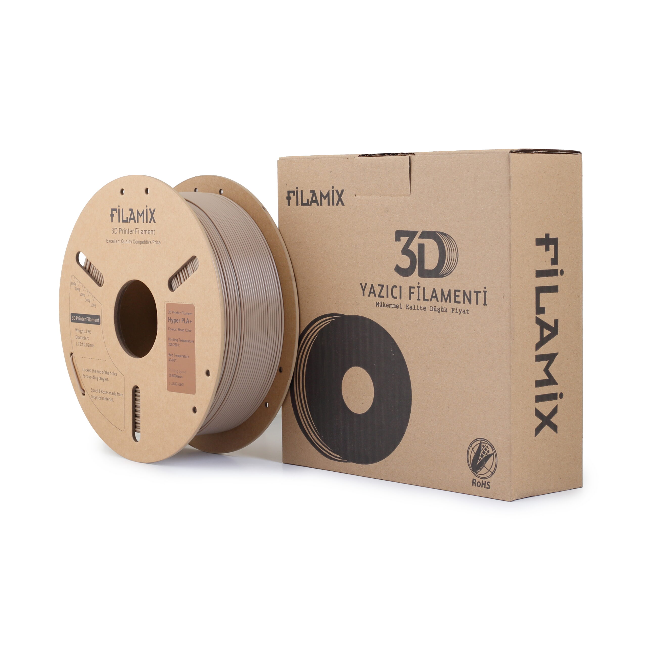 Filamix Hyper Pla+ Wood Color 1 Filamix Hyper PLA+ Ahşap Rengi ( Wood Color ) - Görsel 1