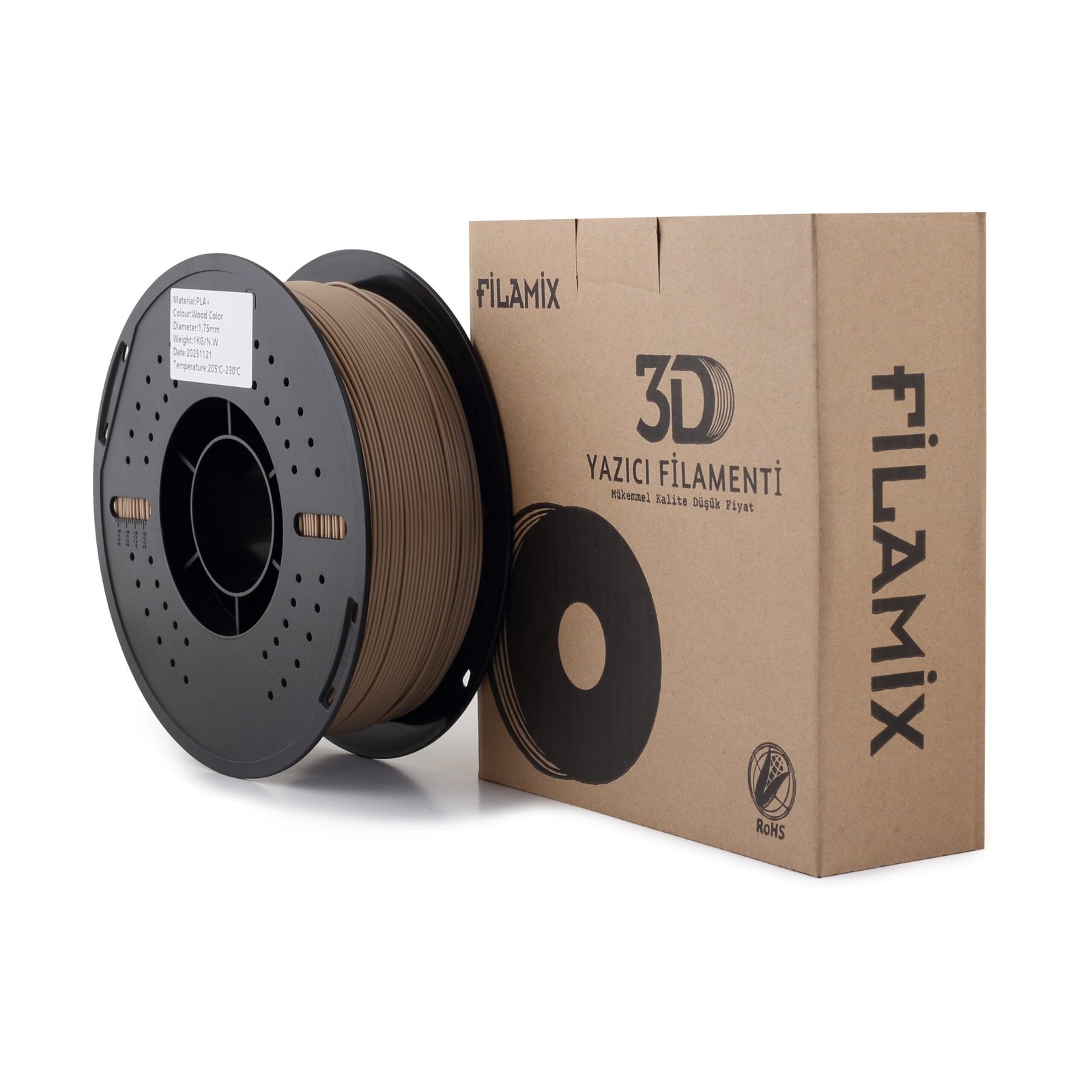 Filamix Pla+ Wood Color 1 Filamix Filament PLA + Ahşap Rengi ( Wood Color) - Görsel 1