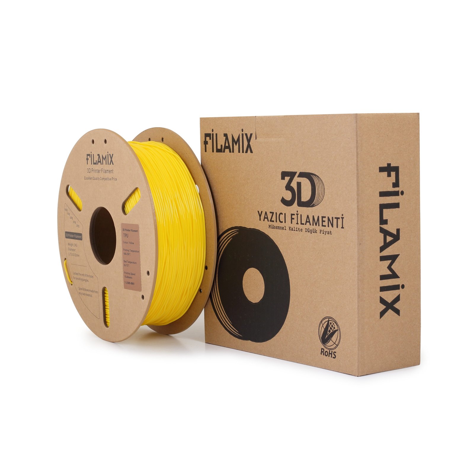 Filamix TPU Yellow 1 Filamix TPU 95A Sarı ( Yellow ) Filament - Görsel 1