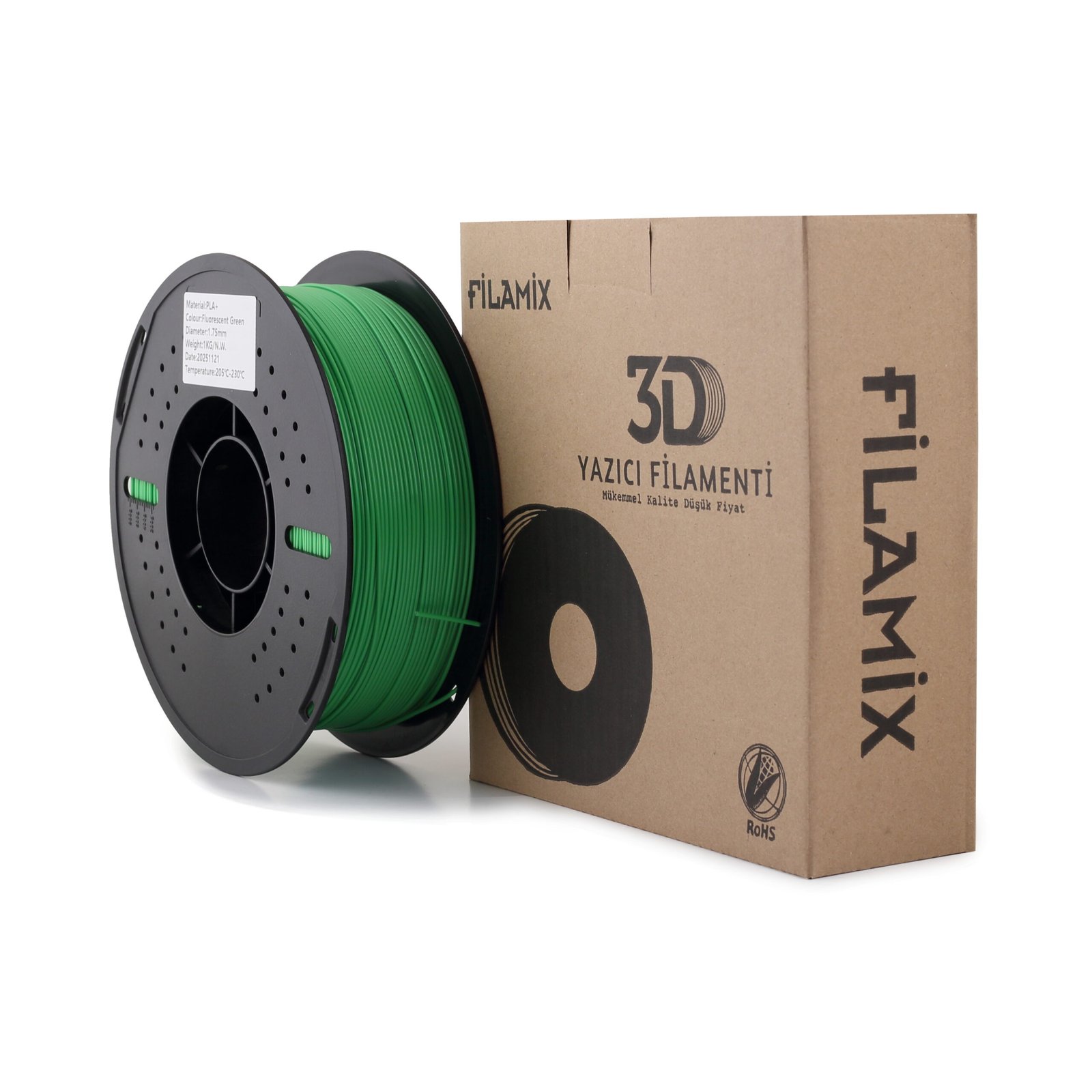 Filamix Pla+ Fluorescent Green 1 Filamix Filament PLA + FLORESAN YEŞİL (FLUORESCENT GREEN) - Görsel 1