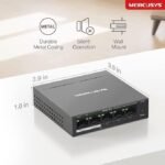 TP-LINK MERCUSYS MS105GP 5 PORT 10/100/1000 4 PORT POE+ YONETILEMEZ DESKTOP SWITCH METAL KASA - Görsel 2
